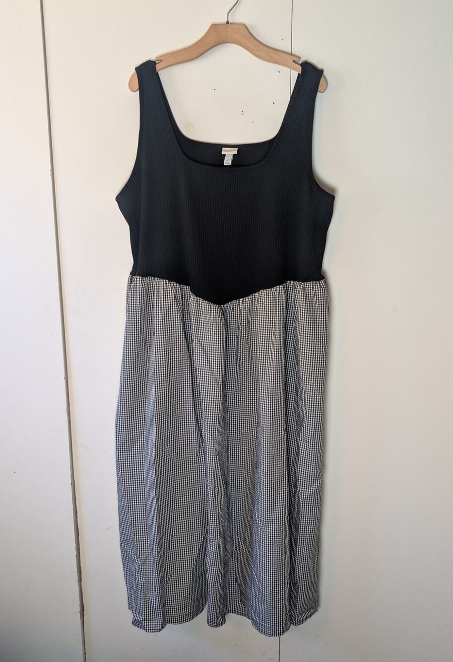 A New Day Black Plaid Midi Dress 2X